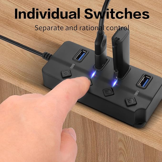 90 Degree USB Hub Splitter YACSEJAO USB 2.0 Data Hub - Image 3