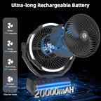 PANERGY Camping Fan with Light - 20000mAh Rechargeable Battery Fan with Charger - Image 2