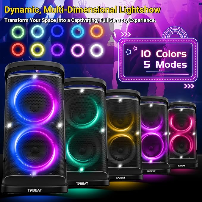 Portable Bluetooth Speaker: 160W Peak Powerful Loud Sound Deep Bass Wireless - Image 3