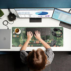Kawaii Rainy Night Desk Mat Green Plants Gaming Mouse Pad XL, Aesthetic Anime - Image 7