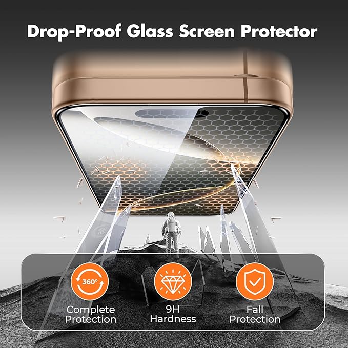 UNBREAKcable Screen Protector for iPhone 16 Pro, HD Tempered Glass Screen - Image 2