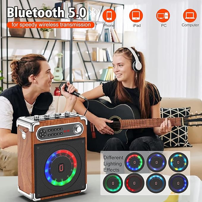 Bluetooth Speaker with Two Wireless Microphones, Outdoor Speaker with - Image 6