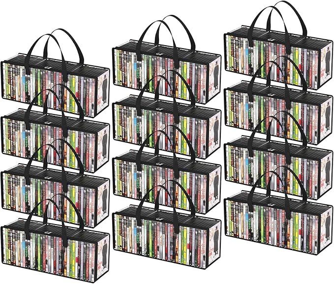 Lifewit DVD Storage Bags 12 Pack, Front Window Zipper Design, Stackable Media by Lifewit