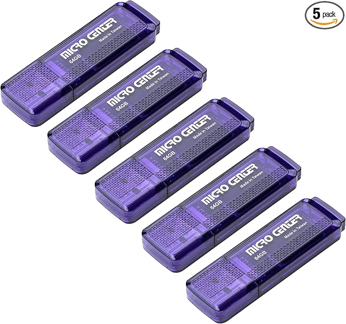Micro Center SuperSpeed 5 Pack 64GB USB 3.0 Flash Drive Gum Size Memory Stick by INLAND