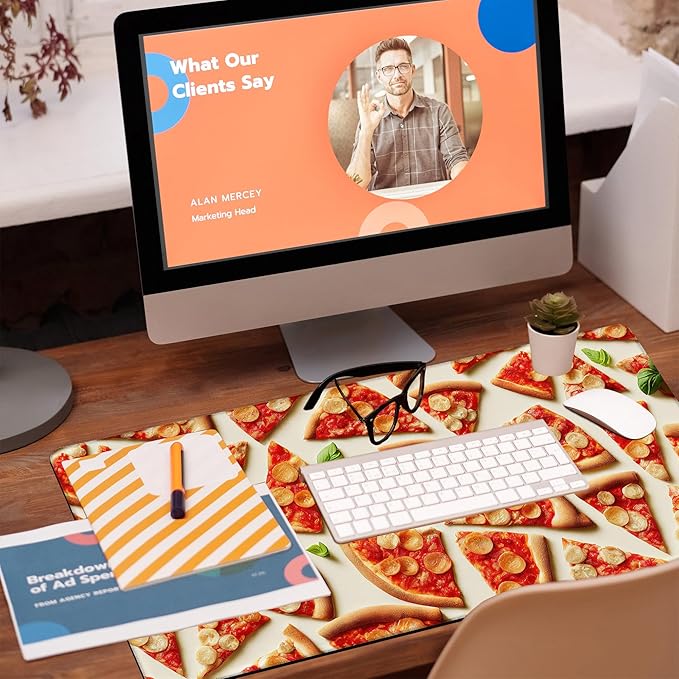 Desk Mat, Realistic Pizza Slices Desk Pad, Pizza Food Large Gaming Mouse Pad - Image 5