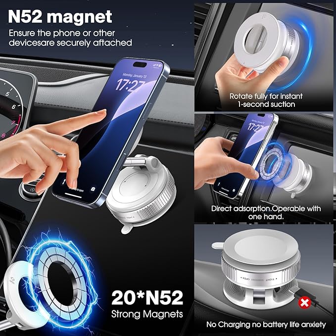 Vacuum Magnetic Suction Phone Holder, Foldable and Retractable Hands-Free - Image 3