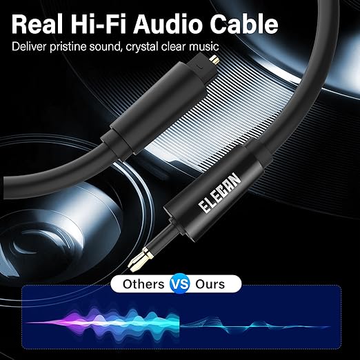 Elecan Mini Toslink to Toslink Digital Optical S/PDIF Audio Cable 35 Ft - Image 4