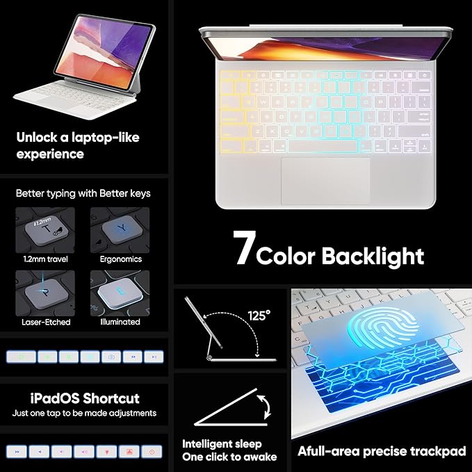doqo Keyboard case for iPad Air 13 2024/ 2025 and iPad Pro 12.9, Magic Keyboard - Image 6
