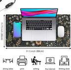 Dark Flower Desk Mat Floral Plants Mouse Pad, Aesthetic Wildflowers Large - Image 2