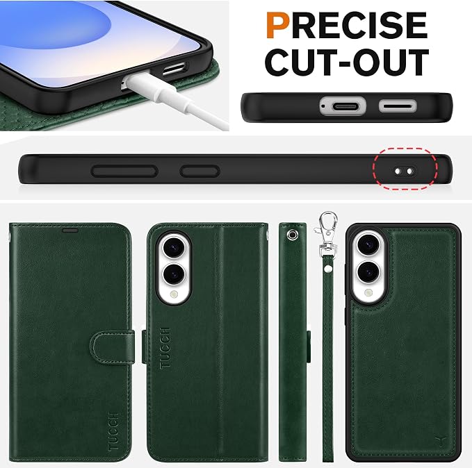 TUCCH Wallet Case for Galaxy S25 Edge, Removable 2 in 1 Wrist Strap RFID - Image 8