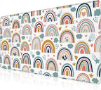Mouse Pad, Large Boho Rainbow Desk Mat, Extended Non-Slip Gaming Keyboard by NIYLYNSYN