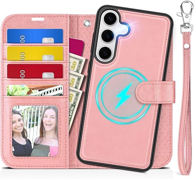 TUCCH Case for Galaxy S25 Plus, Wrist Strap Magnetic PU Leather Wallet Case by TUCCH