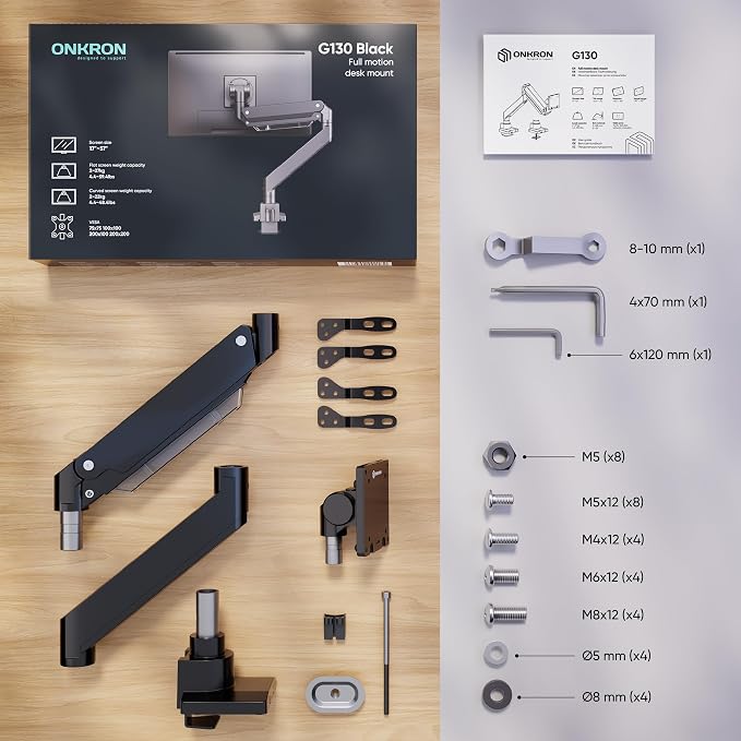 ONKRON Heavy Duty Monitor Arm for 17-57 Inch Screen up to 59.4 lbs, Ultrawide - Image 7