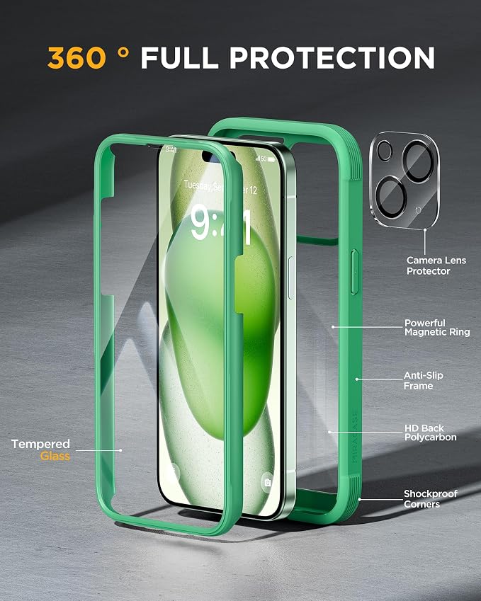 Miracase Glass Series Designed for iPhone 15 Plus Case 6.7', Full-Body Military - Image 2
