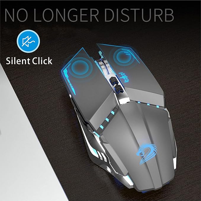 TENMOS T12 Wireless Gaming Mouse Rechargeable, 2.4G Silent Optical Wireless - Image 4