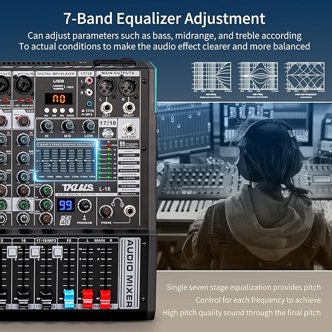 16 Channel Professional Audio Mixer, Mixing Console - Image 4