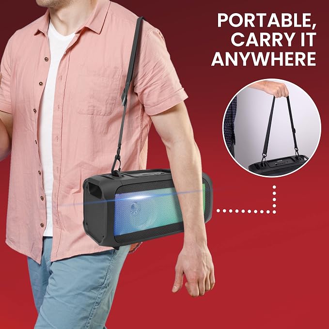 Pyle Wireless Portable Bluetooth Boombox Speaker - 120W Rechargeable Boom Box - Image 7