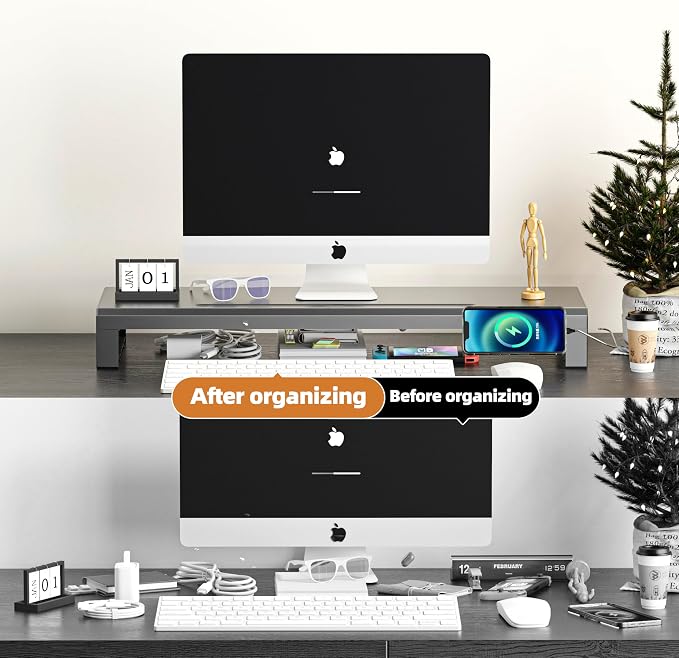Computer monitor stand Laptop Desk Shelf & Monitor Riser ，27.55 inches long - Image 4