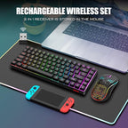 RedThunder K84 Wireless Keyboard and Mouse Combo, Rainbow Backlit Rechargeable - Image 2