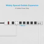 JUNNUJ Metal 8 Outlet Power Strip, Mountable Heavy Duty Power Strip, 1200J - Image 5