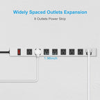 JUNNUJ Metal 8 Outlet Power Strip, Mountable Heavy Duty Power Strip, 1200J - Image 4