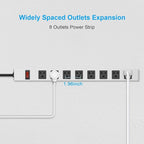 JUNNUJ Metal 8 Outlet Power Strip, Mountable Heavy Duty Power Strip, 1200J - Image 5