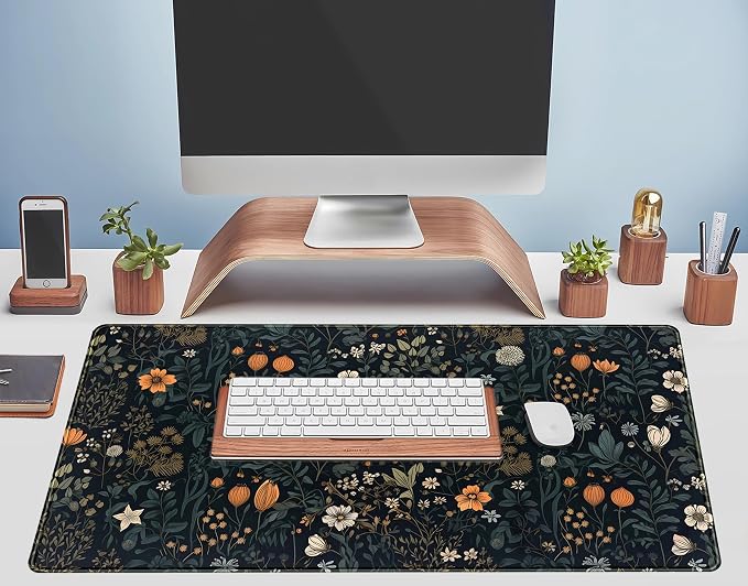 Cute Dark Floral Desk Mat Vintage Flowers Plant Mouse Pad XXL Large Extended - Image 5