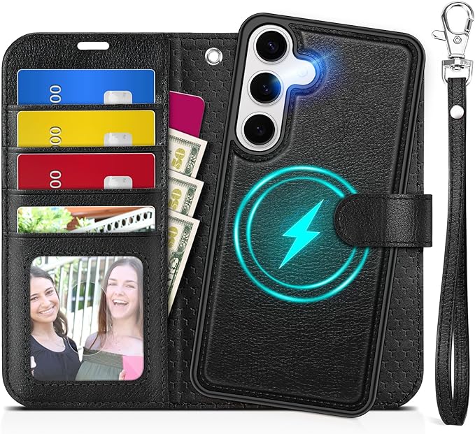 TUCCH Wallet Case for Galaxy S25 Plus, 2 in 1 Wrist Strap RFID Blocking by TUCCH