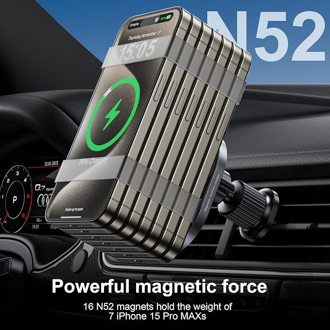 for Qi2 15W Wireless MagSafe Car Mount Charger Cup Phone Holder, 15W Fast - Image 5