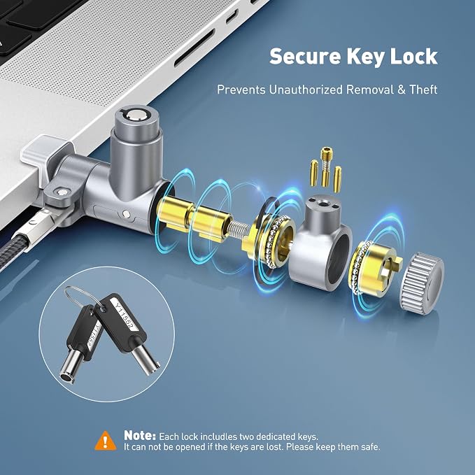 AboveTEK Laptop Locking Cable for MacBook Pro 14/16, Anti-Theft Keyed Laptop - Image 4