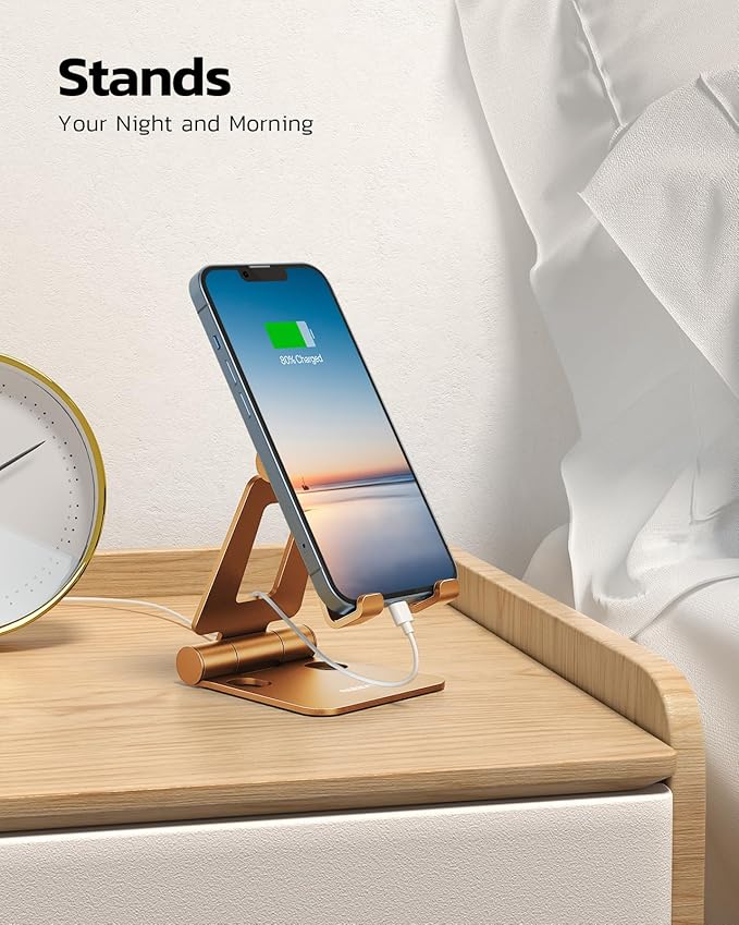 Nulaxy Dual Folding Cell Phone Stand, Fully Adjustable Foldable Desktop Phone - Image 3
