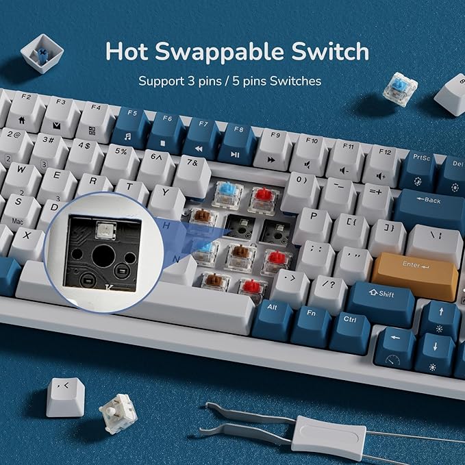 RK ROYAL KLUDGE RK98 Wireless Mechanical Keyboard, 100 Keys 98% Layout - Image 6