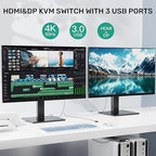 HDMI Displayport KVM Switch, 2 Computers 2 Monitors 4K@60Hz KVM Switcher Dual - Image 3