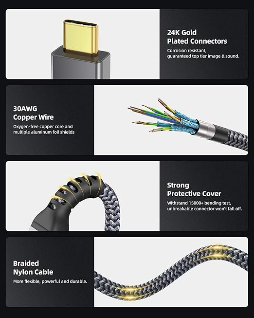 Maxonar Thunderbolt 4 Cable, Support 40Gbps Data Sync/240W Charging and - Image 5