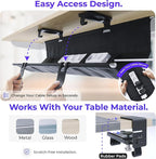 Ascrono Original No Drill Under Desk Cable Management Tray 14.1" - Image 3