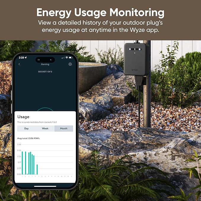 Wyze Plug Outdoor, Dual Outlets Energy Monitoring, 2.4GHz WiFi Smart Plug - Image 4