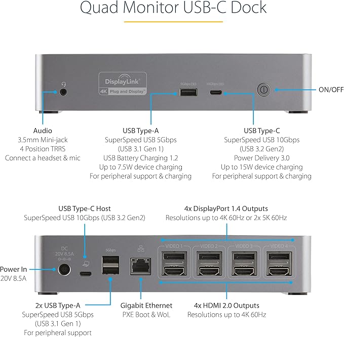 StarTech.com USB-C Quad Monitor Docking Station - Image 3