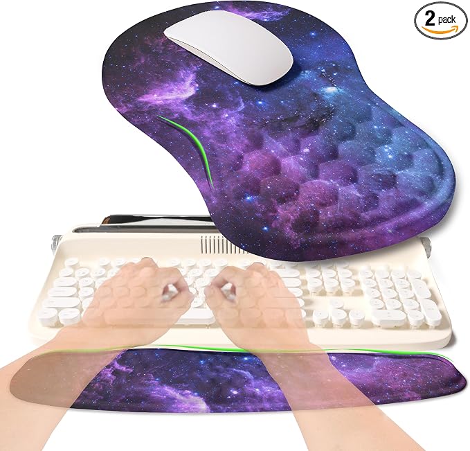 2-in-1 Ergonomic Set, Wave Rise Keyboard Wrist Rest and Massage Bulge Slope by KUOSGM