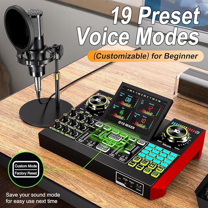 Podcast Microphone Bundle with Live Sound Card Audio Mixer, 3.5mm Condenser - Image 3