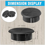 2" Black Desk Grommet, JTemgle Flexible Cable Grommet Rubber Cable Hole Cover - Image 2