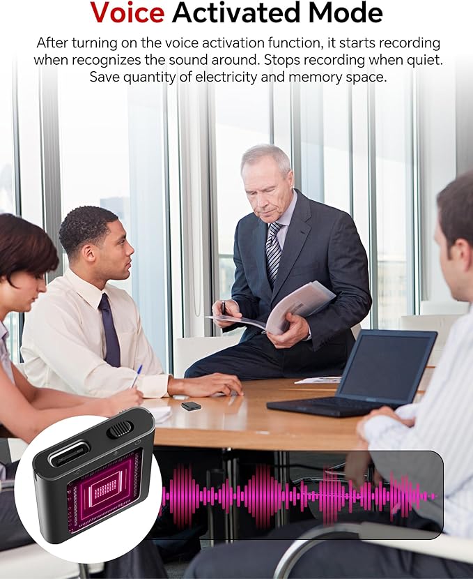 128GB Digital Voice Recorder, Rechargeable Audio Voice Activated Recorder – - Image 4