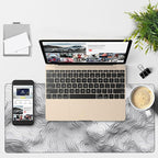 Large Mouse Pad Wave Lines Gaming Desk Pad Computer Keyboard Non-Slip - Image 4