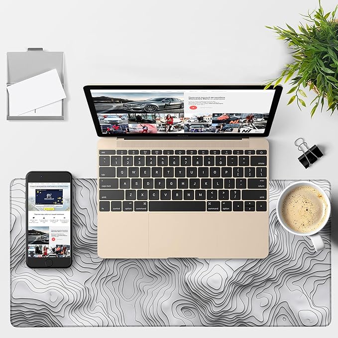 Large Mouse Pad Wave Lines Gaming Desk Pad Computer Keyboard Non-Slip - Image 4