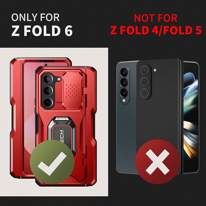 TONGATE for Z Fold 6 Case with Ring Stand, Built-in S Pen Holder & Glass Screen - Image 2