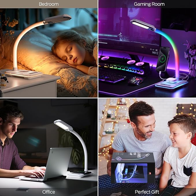 WILIT Desk Lamp with Wireless Charger, Music Sync RGB Color Changing Lights - Image 3