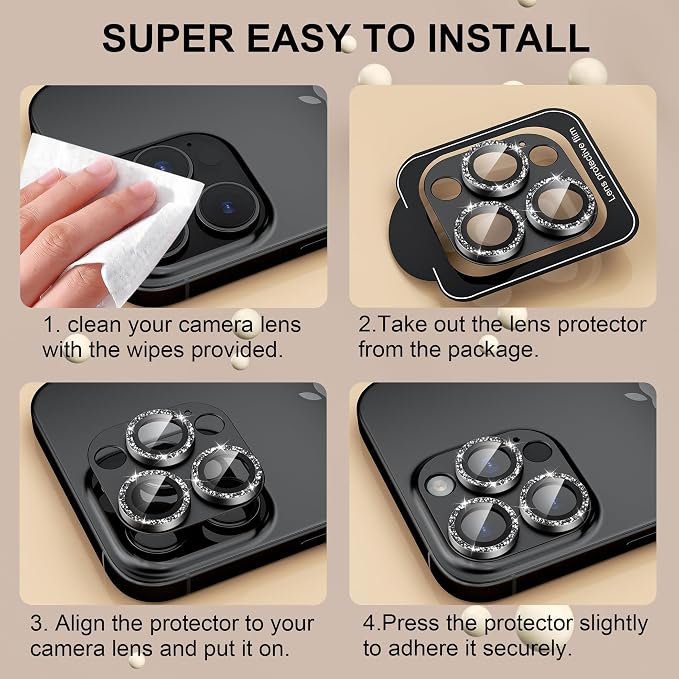 beuxece Compatible for iPhone 16 Pro/iPhone 16 Pro Max Camera Lens Protector - Image 7