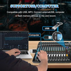 12 Channel Audio Interfacer Sound Board Mixer DJ Mixer 16-Bit DSP Effect USB - Image 4