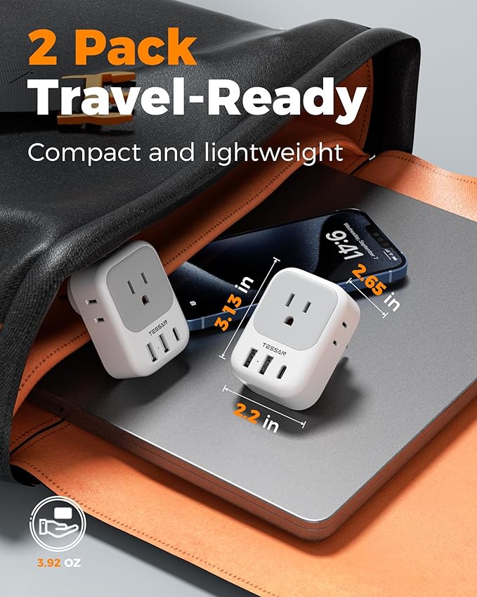 TESSAN Israel Adapter Plug 2 Pack, 7 in 1 US to Israel Power Adapter - Image 5