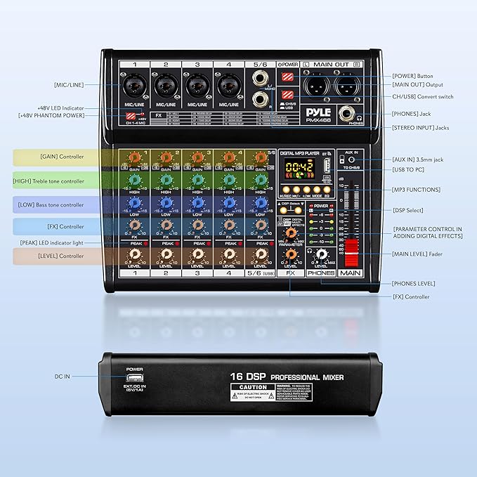 Pyle Professional Bluetooth DJ Audio Mixer - Image 2