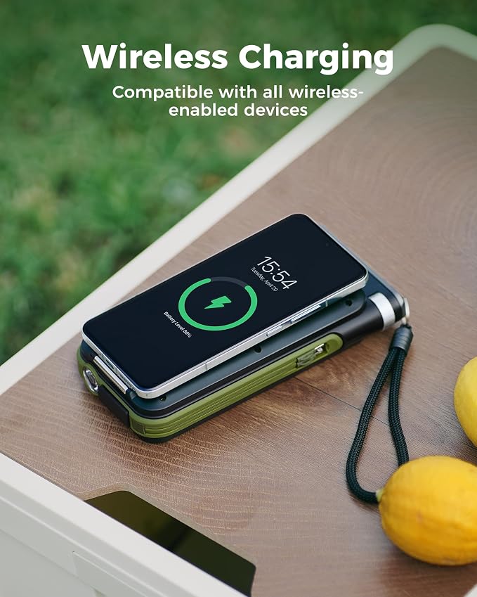 GOODaaa Solar Power Bank, 45800mAh Wireless Portable Charger Built-in Cables - Image 4